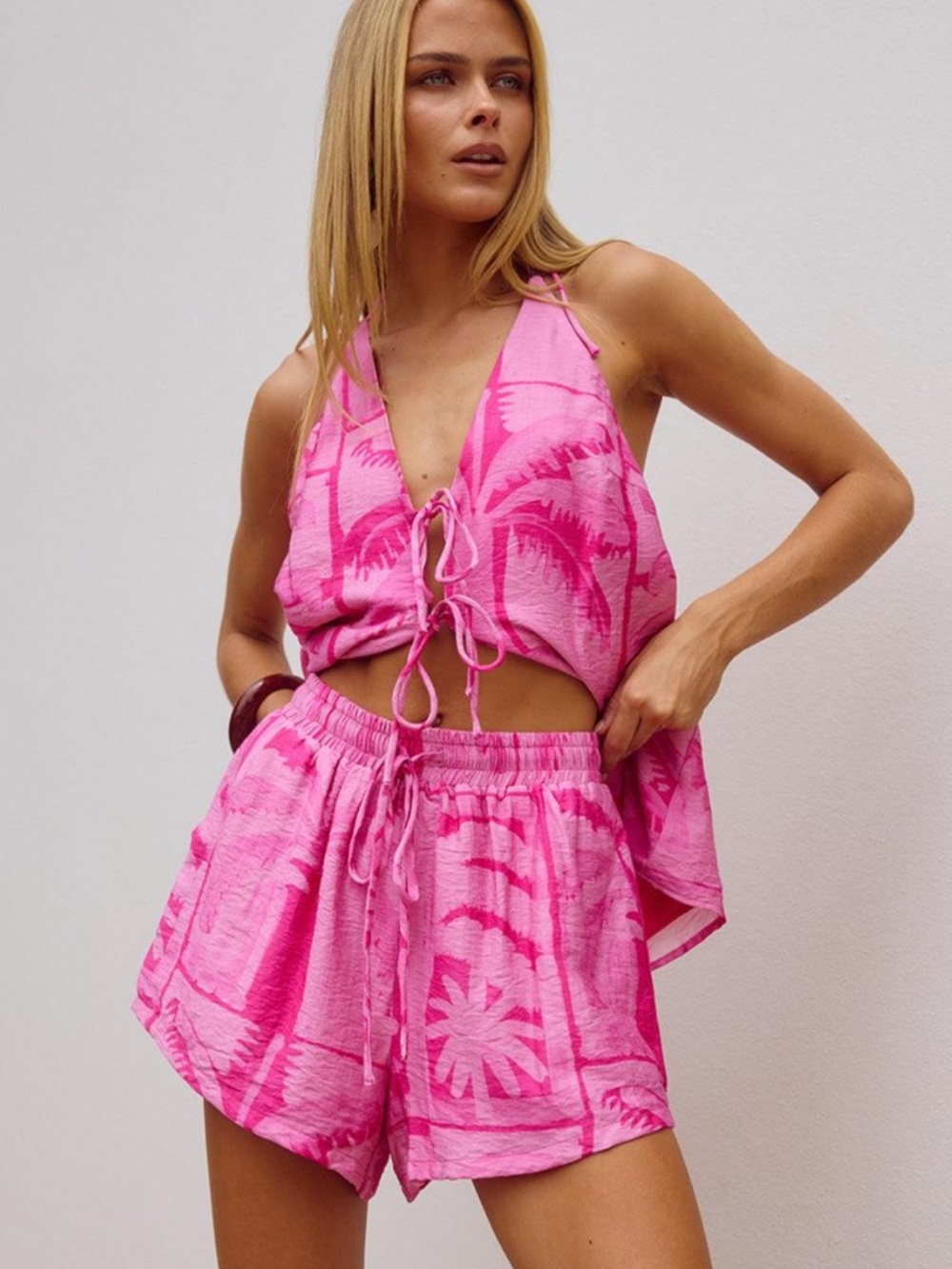 Jaus Octavia Shorts in Arlo Pink Tropical Palm